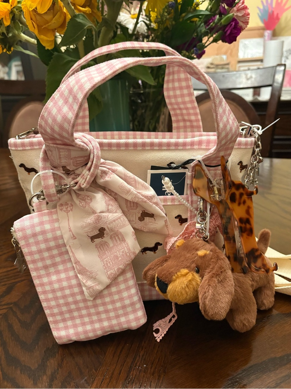 Rare Madden Girl Canvas Tote With Dachshund Crossbody